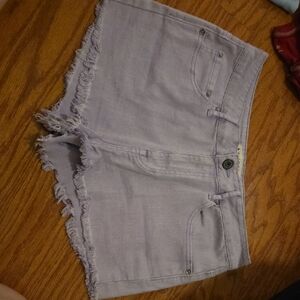 Bullhead Light Purple Frayed Hem Jean Shorts
